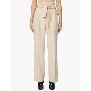 ba&sh Bommy Wide Leg Trouser Pants Beige Tie Waist High Rise Womens Size US 6